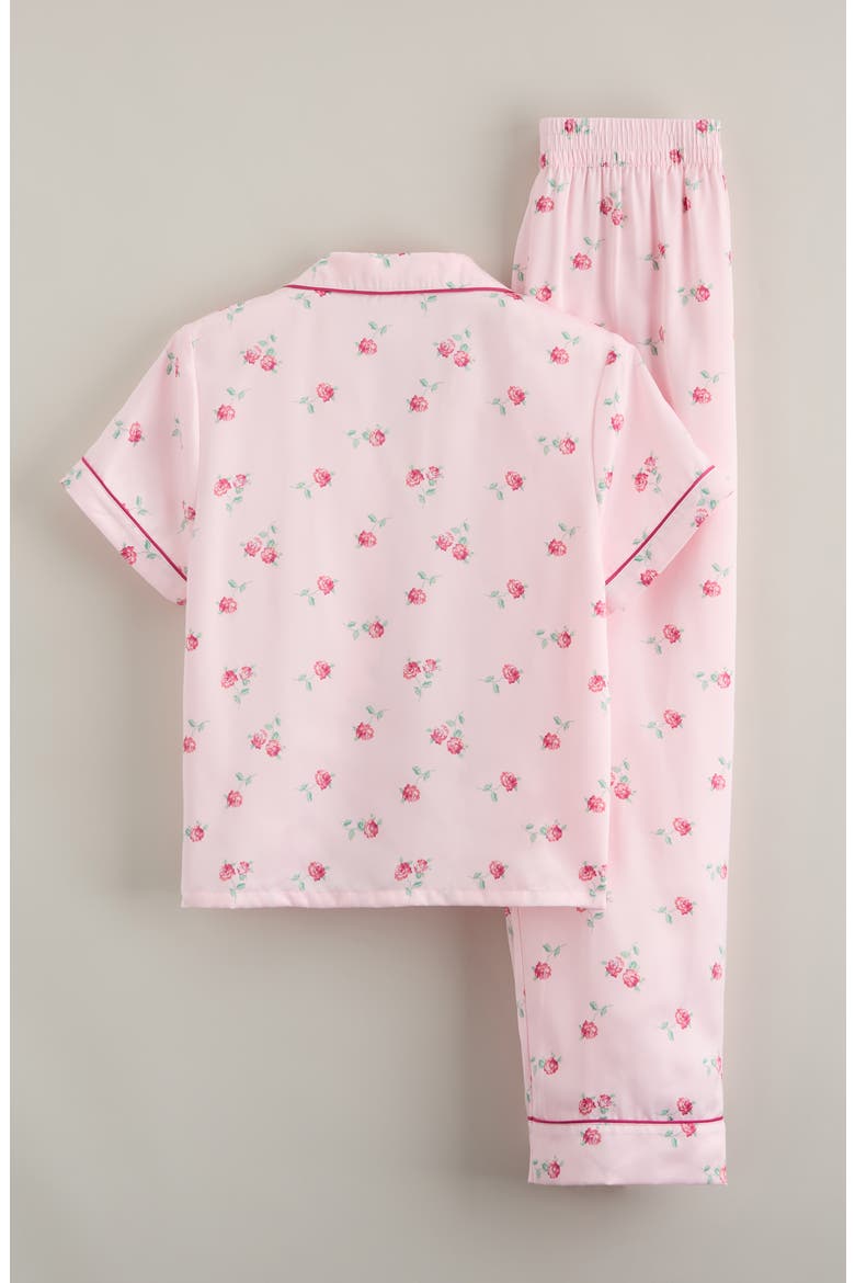 Kids' Satin Pajamas, Alternate, color, PINK GARDEN ROSE