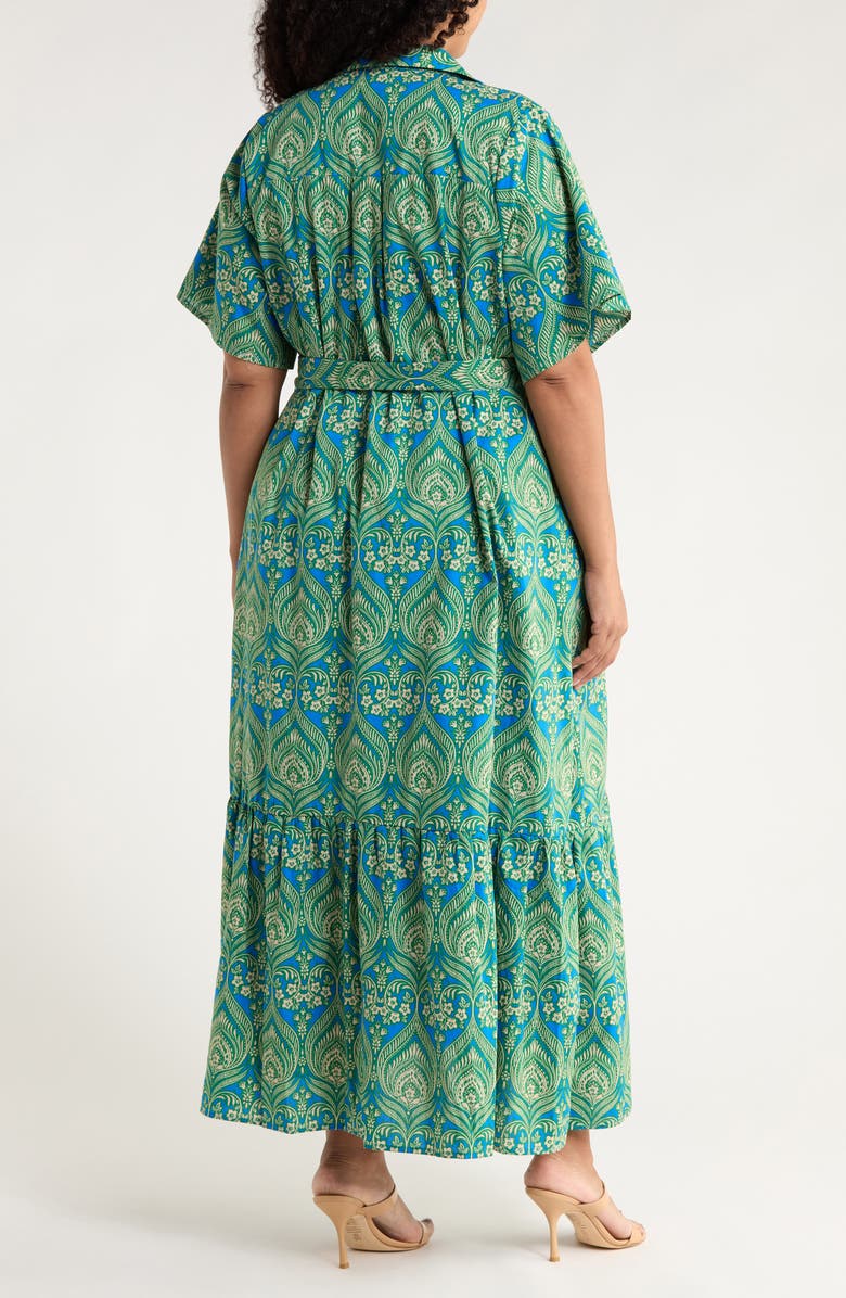 SUGARLIPS Nyra Paisley Valery Belted Shirtdress, Alternate, color, Green-Blue-Multi