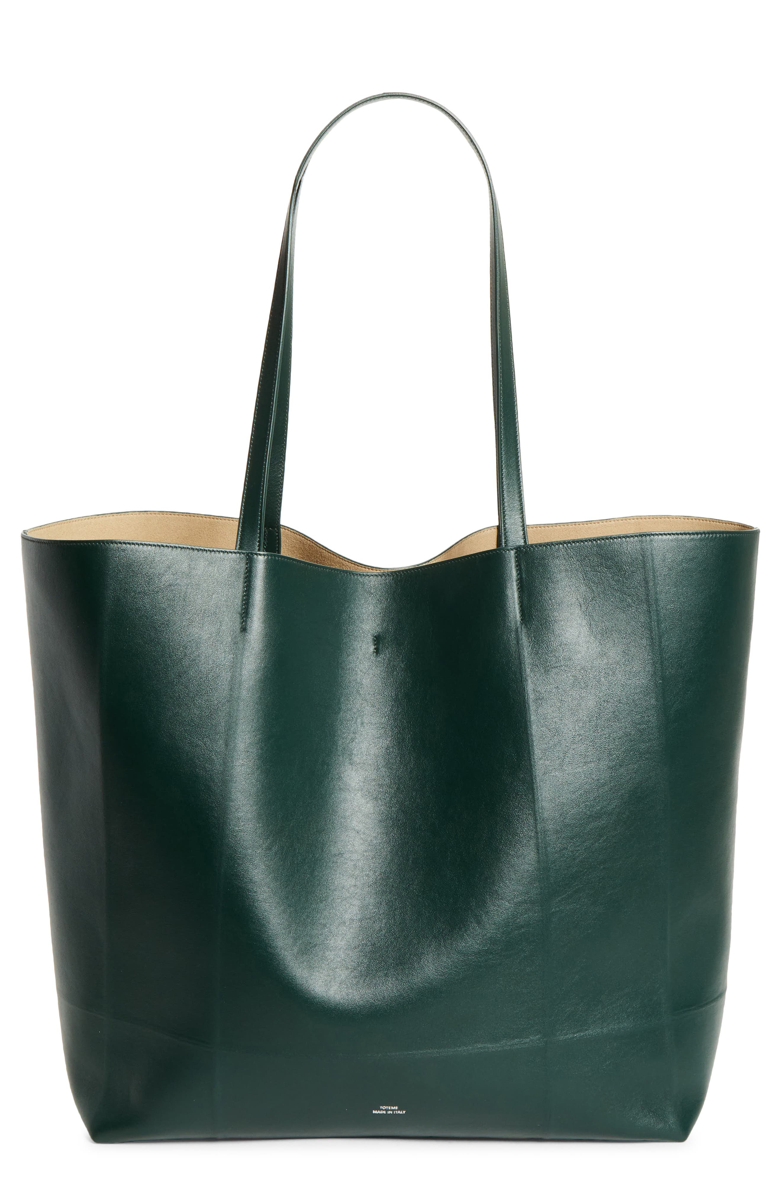 TOTEME Roam Leather Tote, Main, color, Dark Green