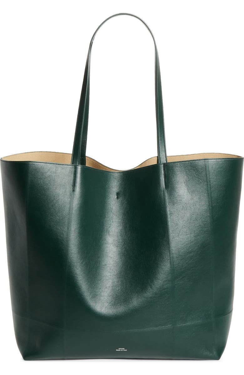 TOTEME Roam Leather Tote, Main, color, Dark Green