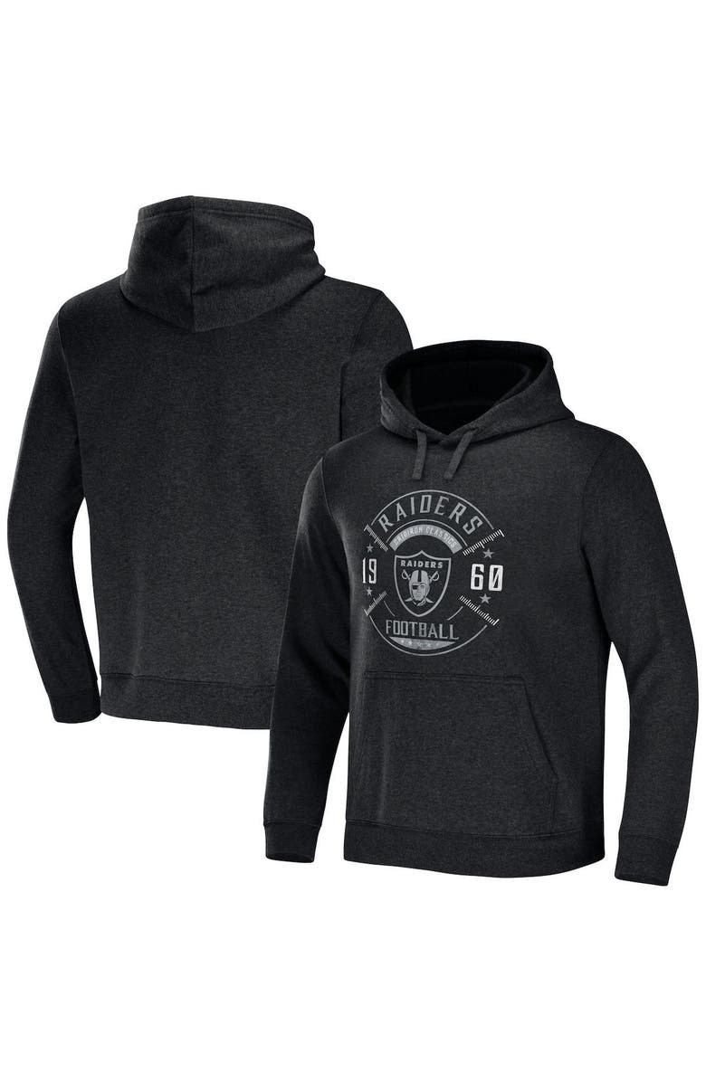 NFL X DARIUS RUCKER Men's NFL x Darius Rucker Collection by Fanatics Heather Charcoal Las Vegas Raiders Radar Pullover Hoodie, Main, color, Heather Charcoal