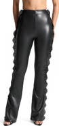 Manière De Voir Lace Trim Leather Fit and Flare Leggings