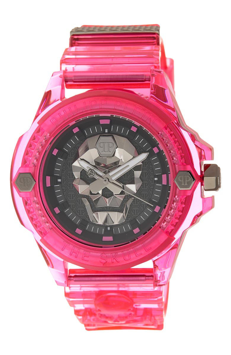 PHILIPP PLEIN The $kull Scuba Duba Silicone Strap Watch, 44mm, Main, color, 