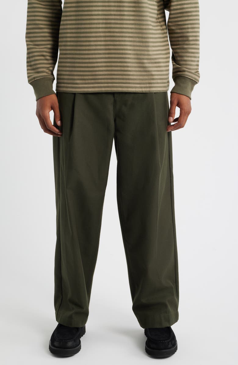 Obey Armel Pleated Twill Pants, Main, color, Rosin