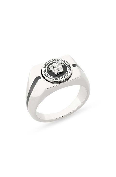 Men's Enamel Medusa Signet Ring