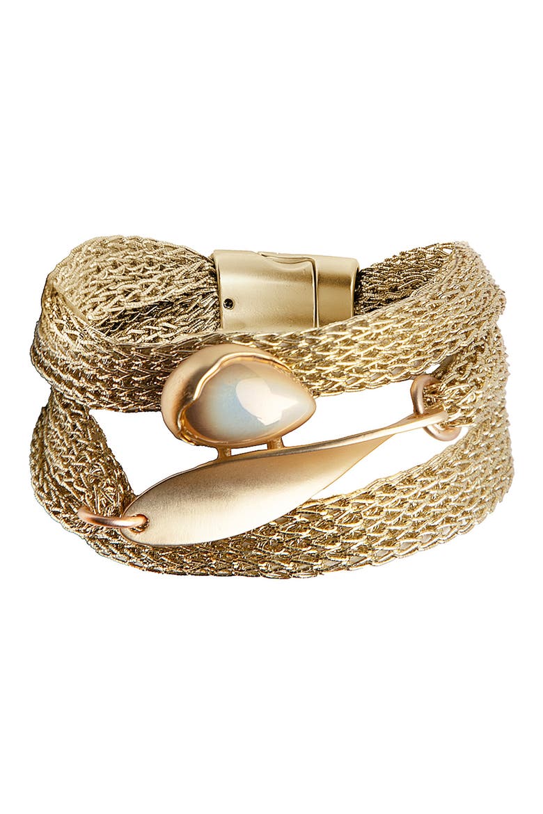 Mesh Twisted Plate Bracelet, Main, color, GOLD