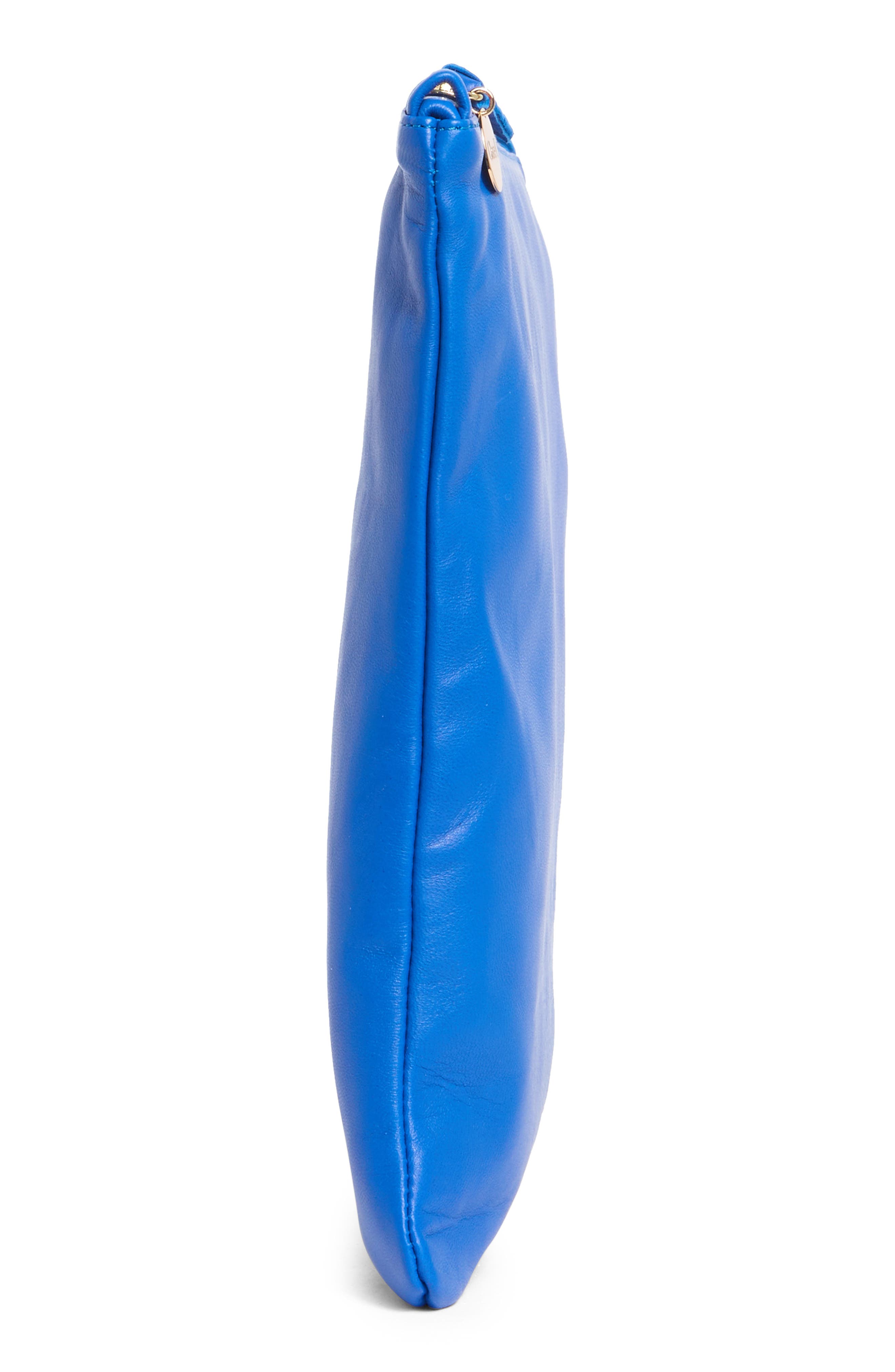 Clare V. L'et Leather Clutch, Alternate, color, Electric Blue