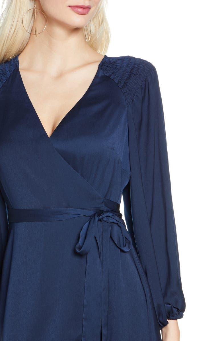 Ali & Jay Golden Days Long Sleeve Satin Wrap Midi Dress | Nordstrom