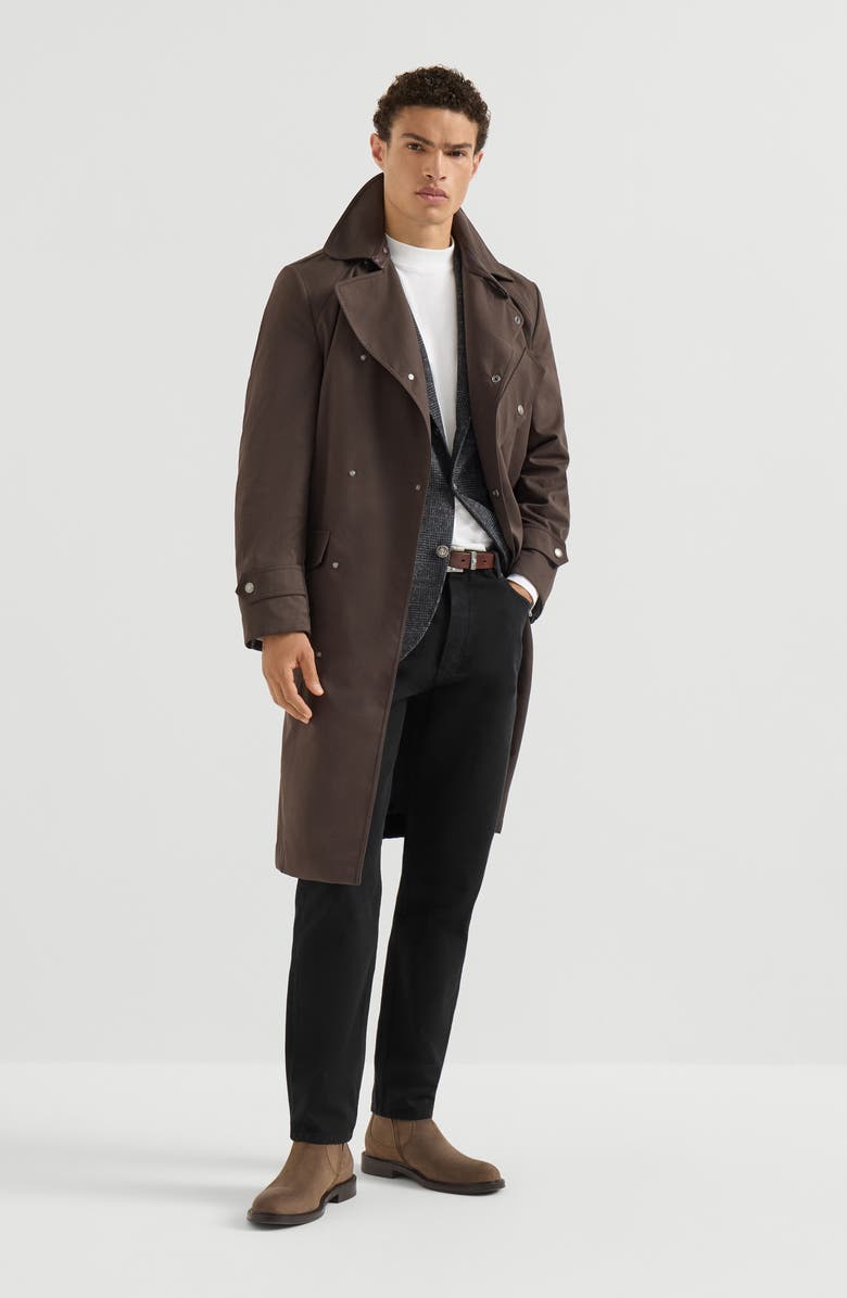 Brunello Cucinelli Garment-dyed denim iconic fit five-pocket trousers, Alternate, color, Black