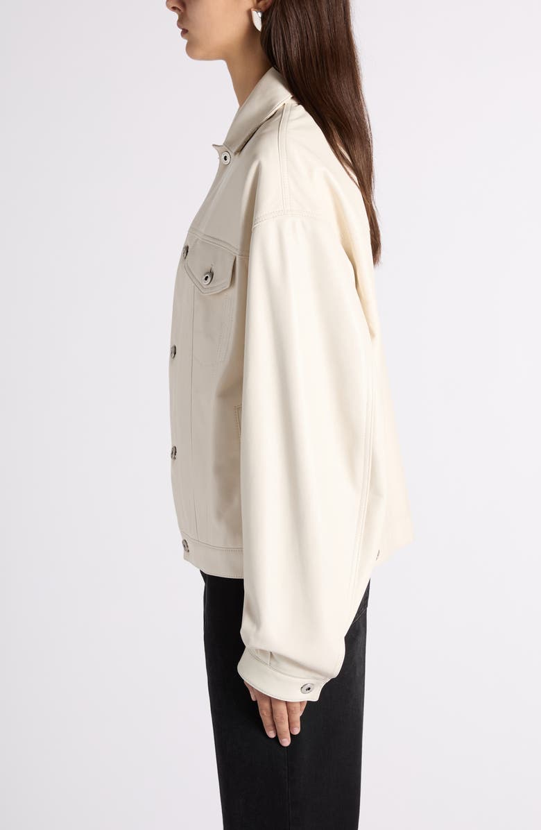 Bottega Veneta Intrecciato Detail Lambskin Leather Jacket, Alternate, color, 9107 Parchment