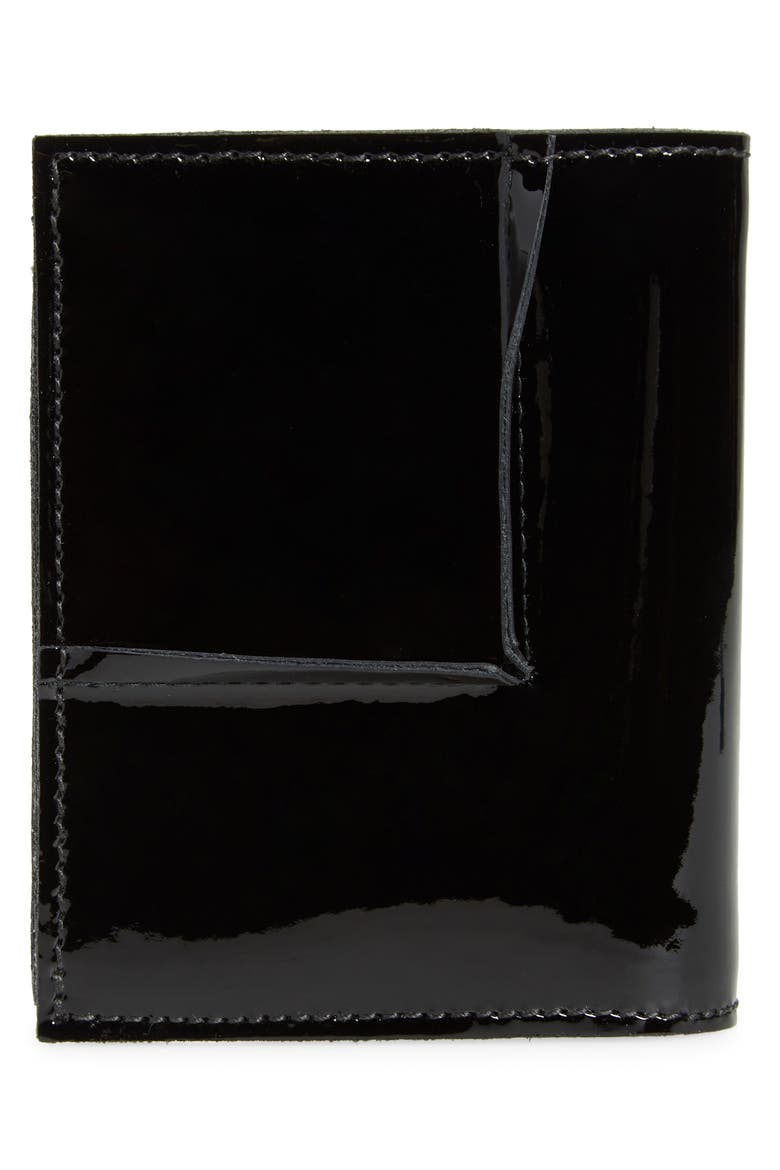 Reversed Corner Patent Leather Card Case, Alternate, color, BLACK
