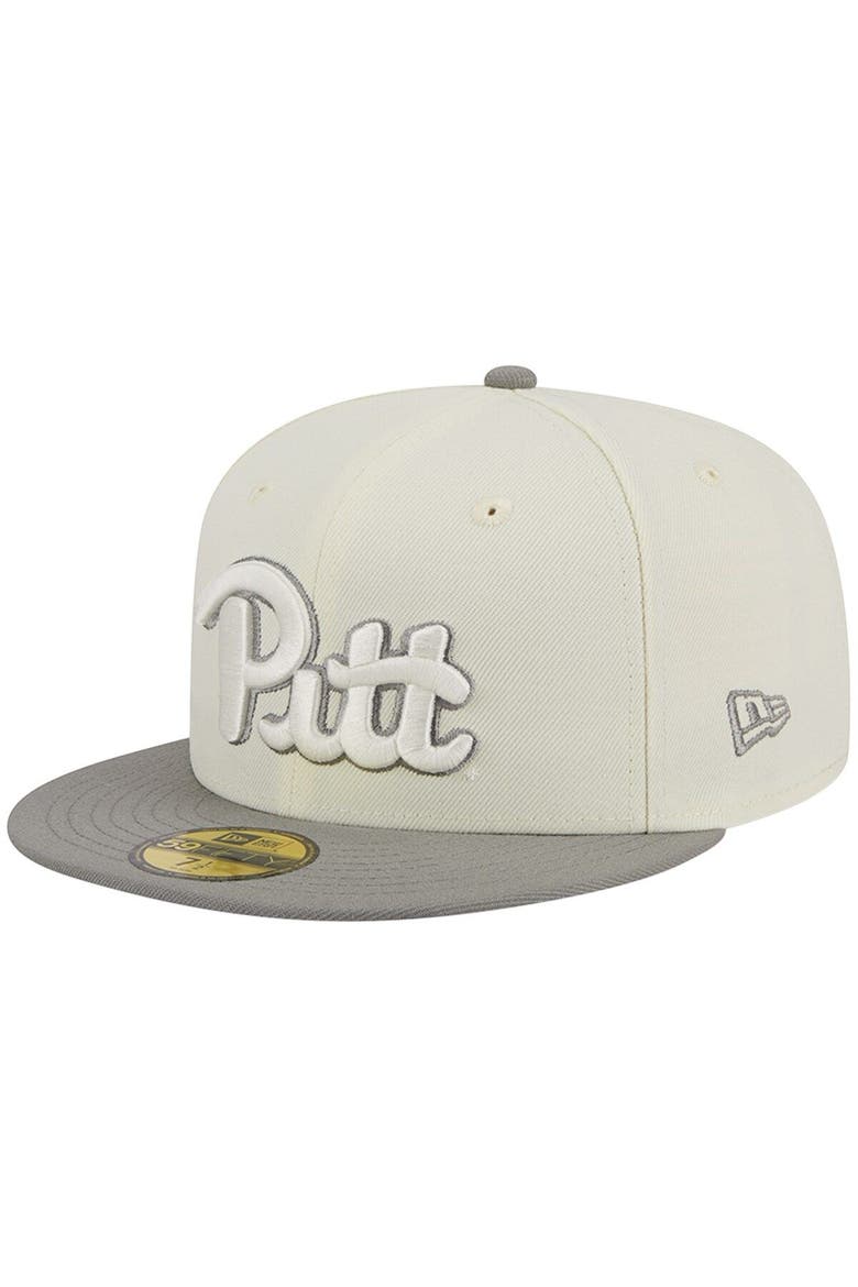 Men's New Era Stone/Gray Pitt Panthers Chrome & Concrete 59FIFTY Fitted Hat, Alternate, color, Cream