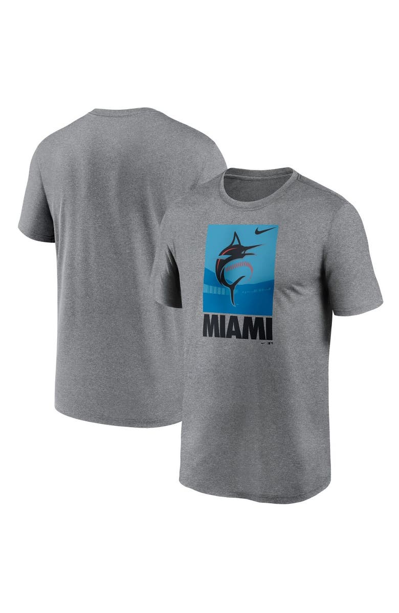 Nike Men's Nike Heathered Gray Miami Marlins Local Logo Legend Performance T-Shirt, Main, color, 
