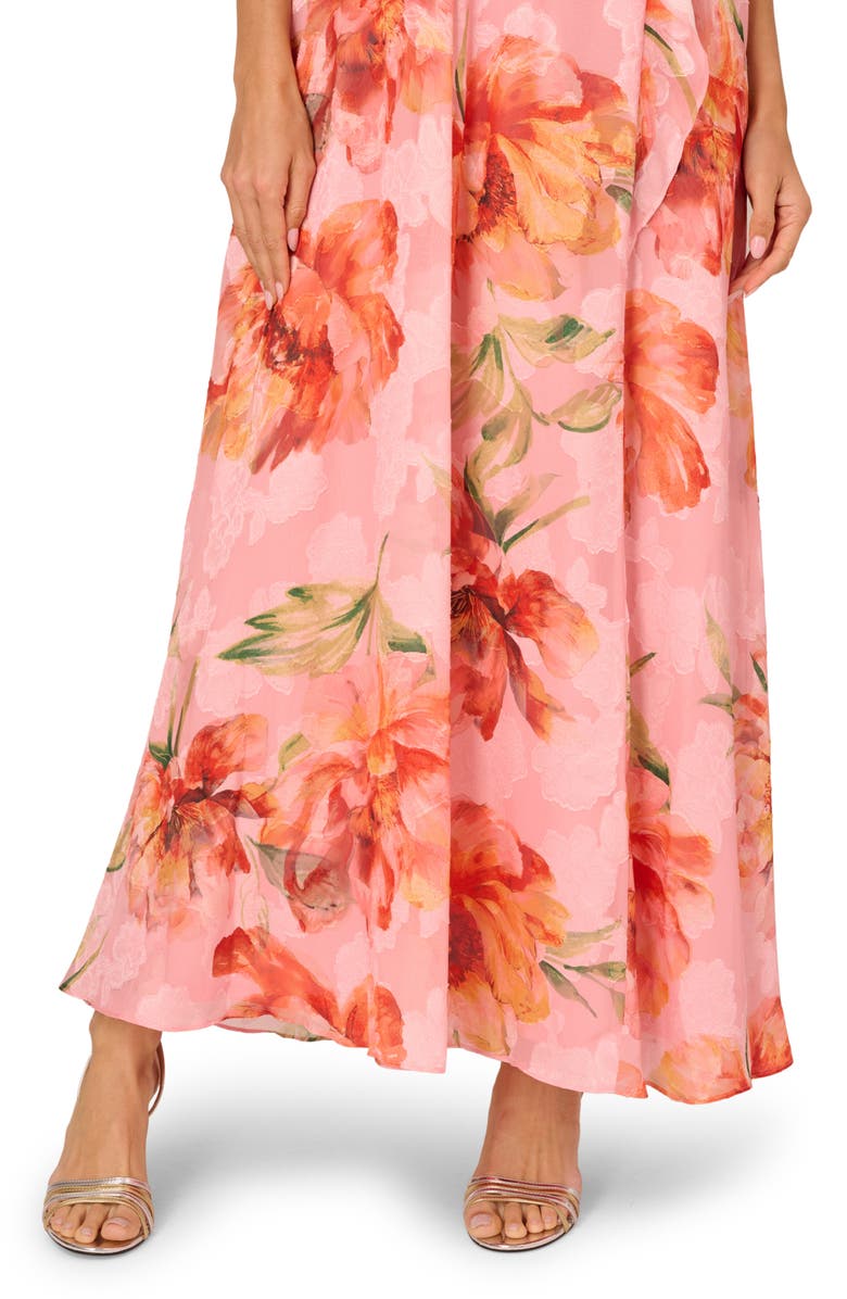 Adrianna Papell Halter Trapeze Gown, Alternate, color, Pink Multi