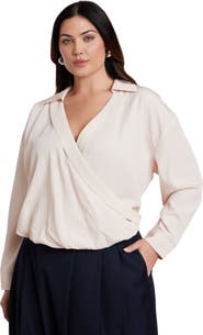 ELOQUII Surplice Collared Top