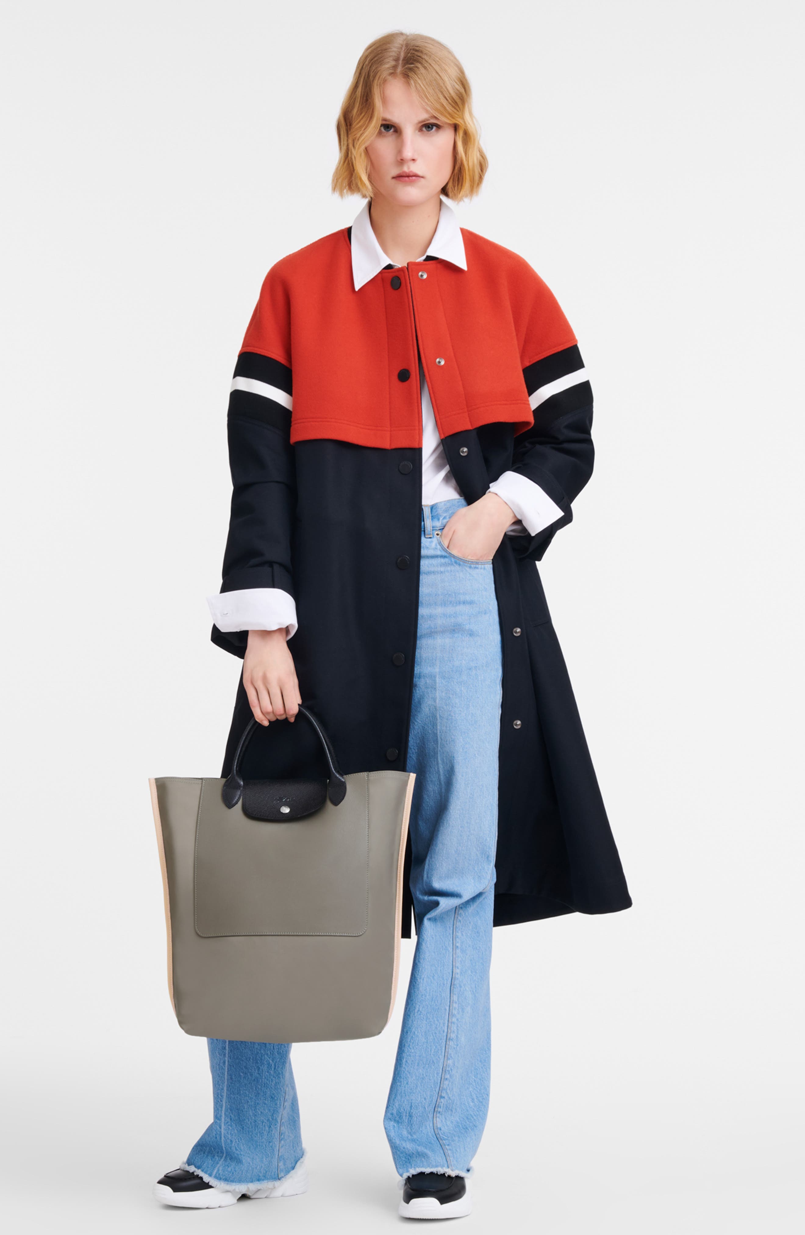 Longchamp Medium Cabas Replay Recycled Canvas Tote, Alternate, color, 