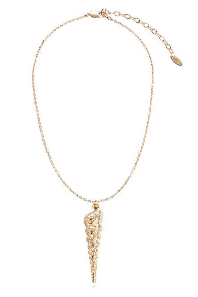 Long Conch Shell Pendant Necklace, Main, color, GOLD