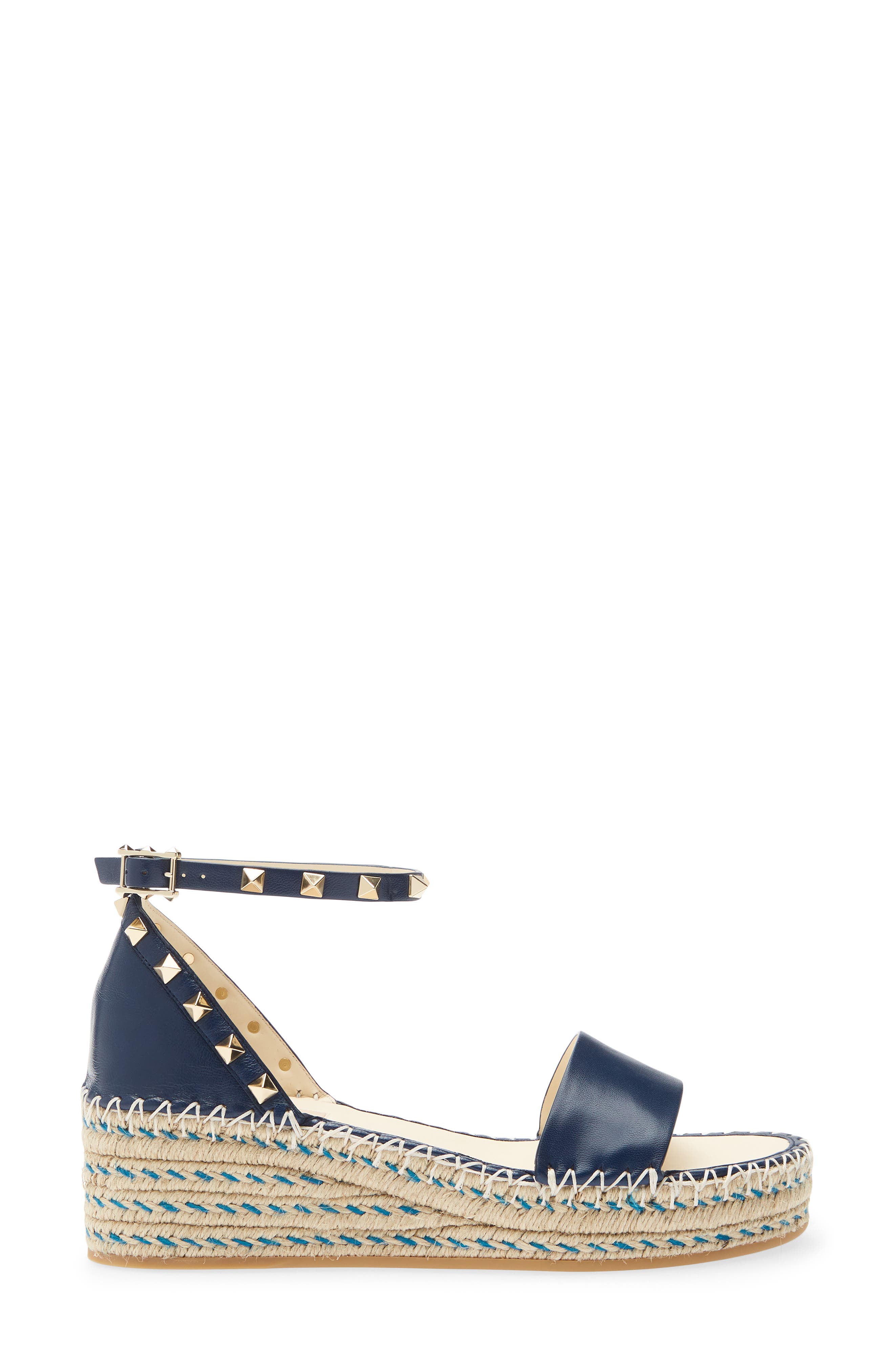 Rockstud Espadrille Wedge Sandal, Alternate, color, NAVY