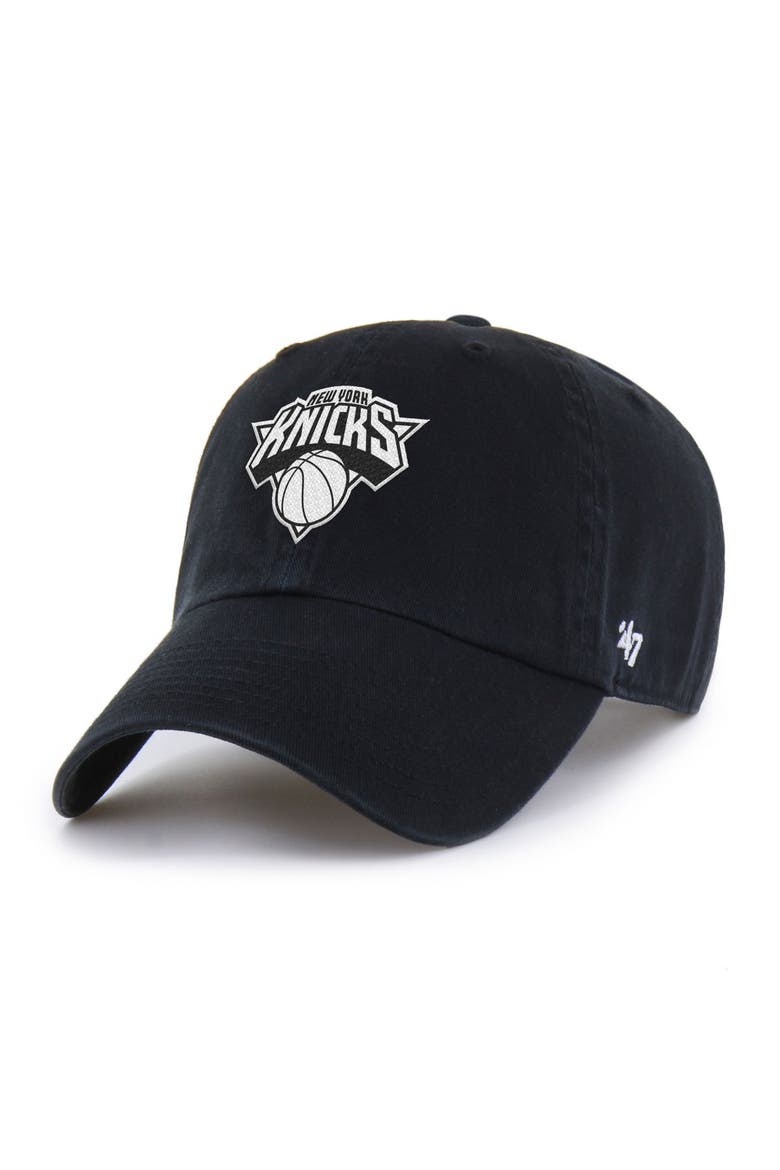 Men's '47  Black New York Knicks Color Pack Clean Up Adjustable Hat, Main, color, Black
