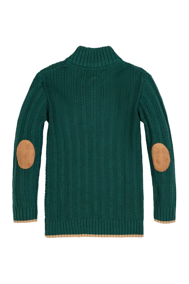 Boys' Organic Half Zip Sweater with Suede Trim, Kids, Alternate, color, Deep Green Rib