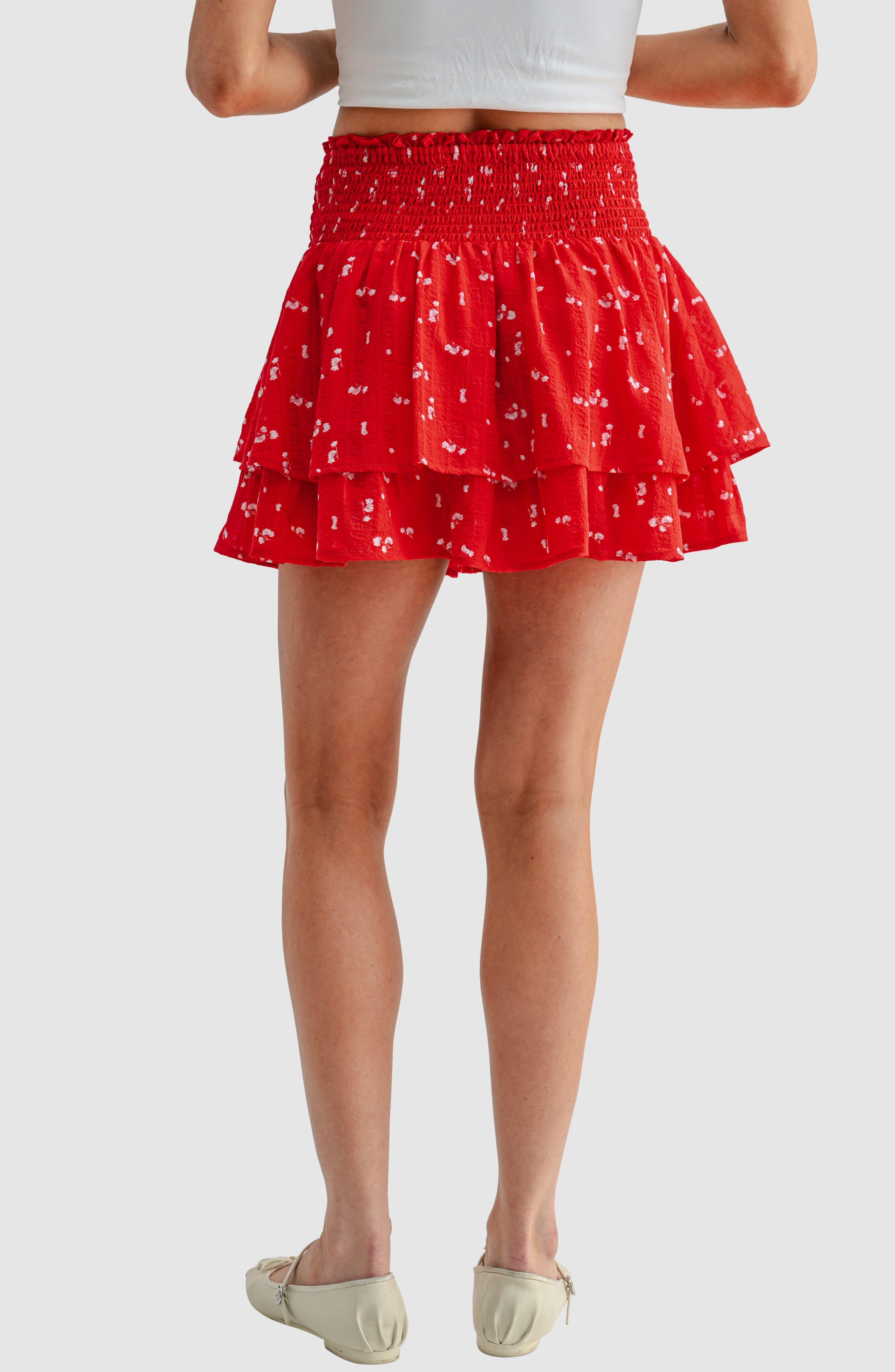 Smocked Waist Ruffle Miniskirt - image 2