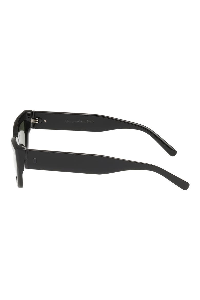 52mm Cat Eye Sunglasses, Alternate, color, SHINY BLACK / DARK GREEN LENS