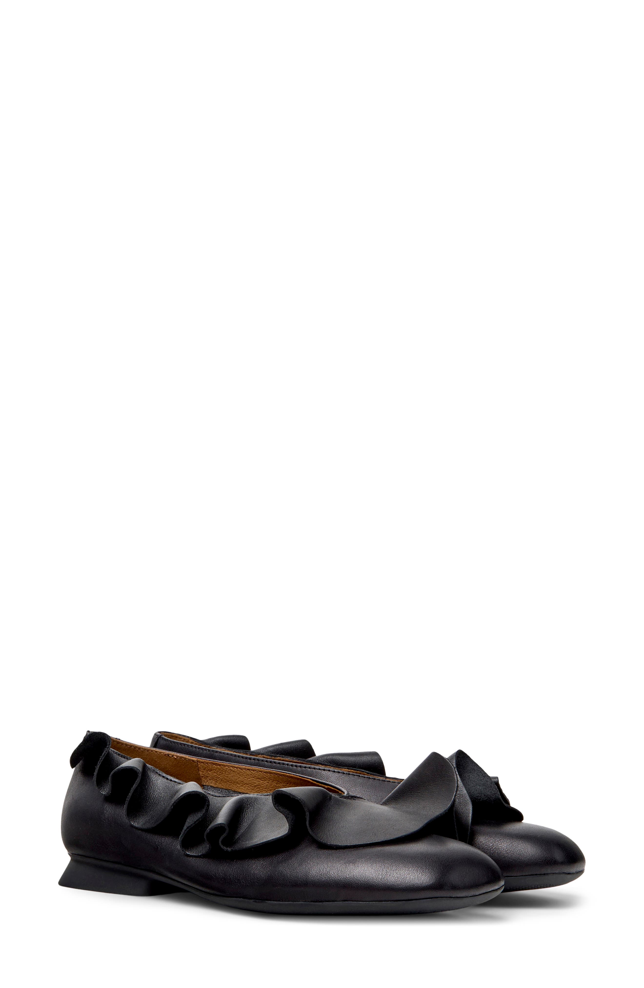 Camper Casi Myra Ruffle Flat, Main, color, Black