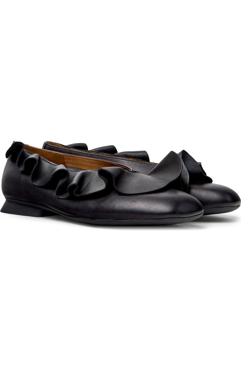 Camper Casi Myra Ruffle Flat, Main, color, Black