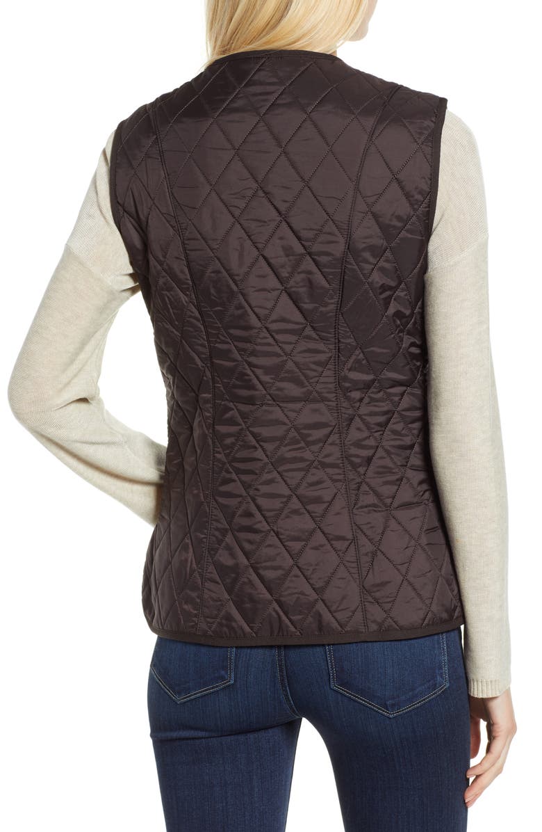 Barbour Betty Quilted Fleece Lined Vest, Alternate, color, Brown