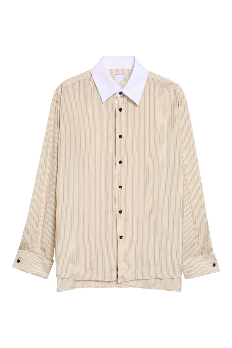 Contrast Collar Stripe Button-Up Shirt, Main, color, 9231 PARCHMENT/ BRUNEL