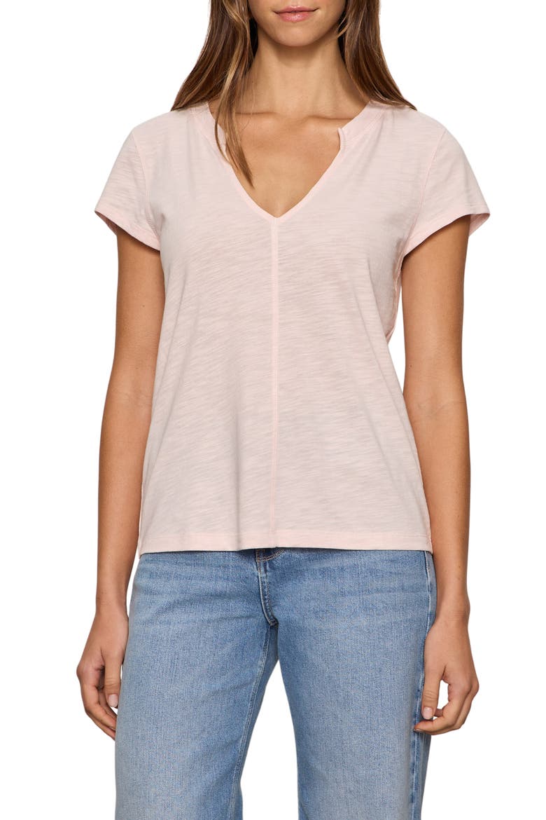 The New Girl Split Neck T-Shirt, Main, color, OXYGEN PIN