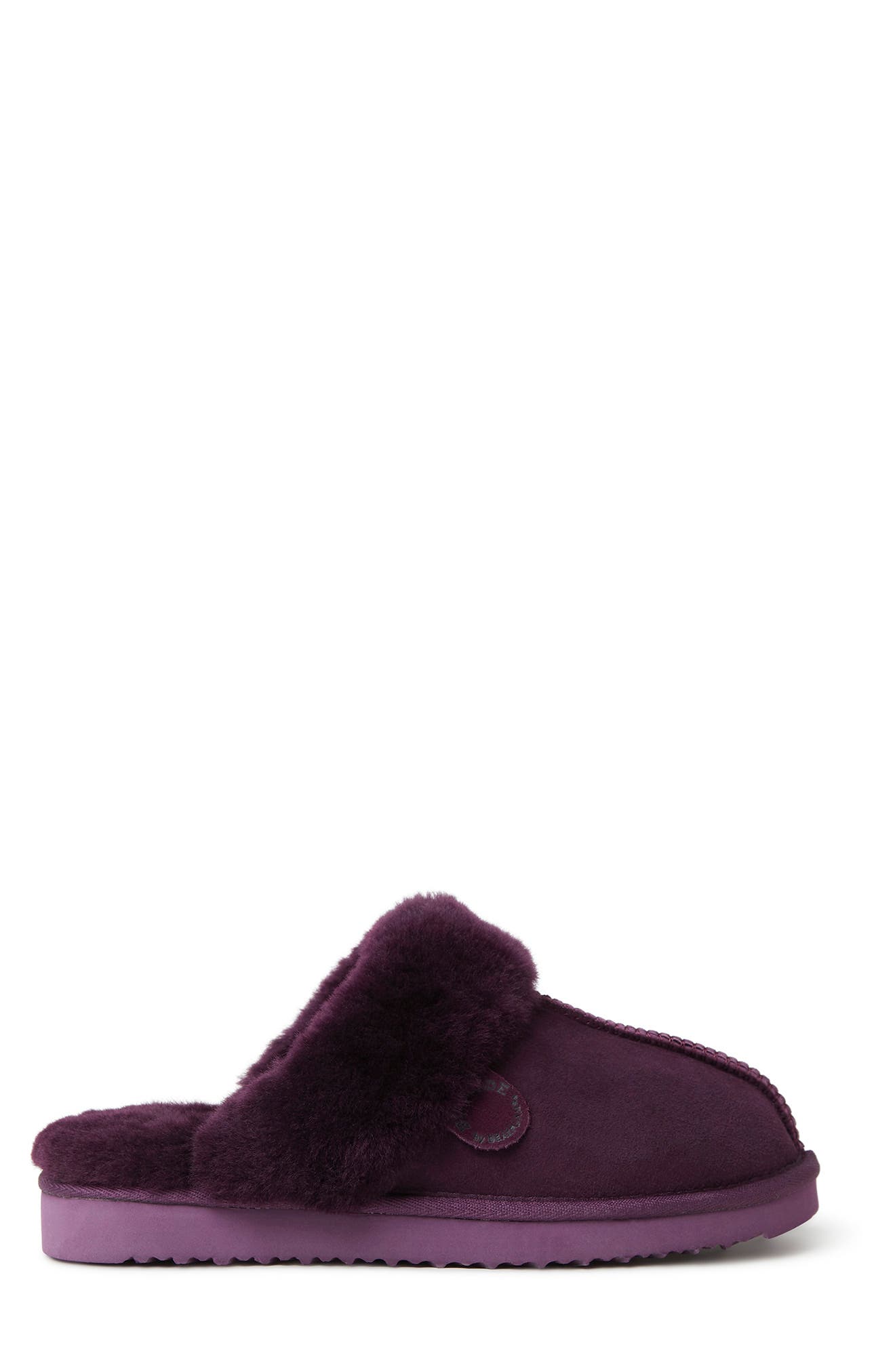 Sydney Water Resistant Genuine Shearling Scuff Slipper - Wide Width Available, Alternate, color, AUBERGINE