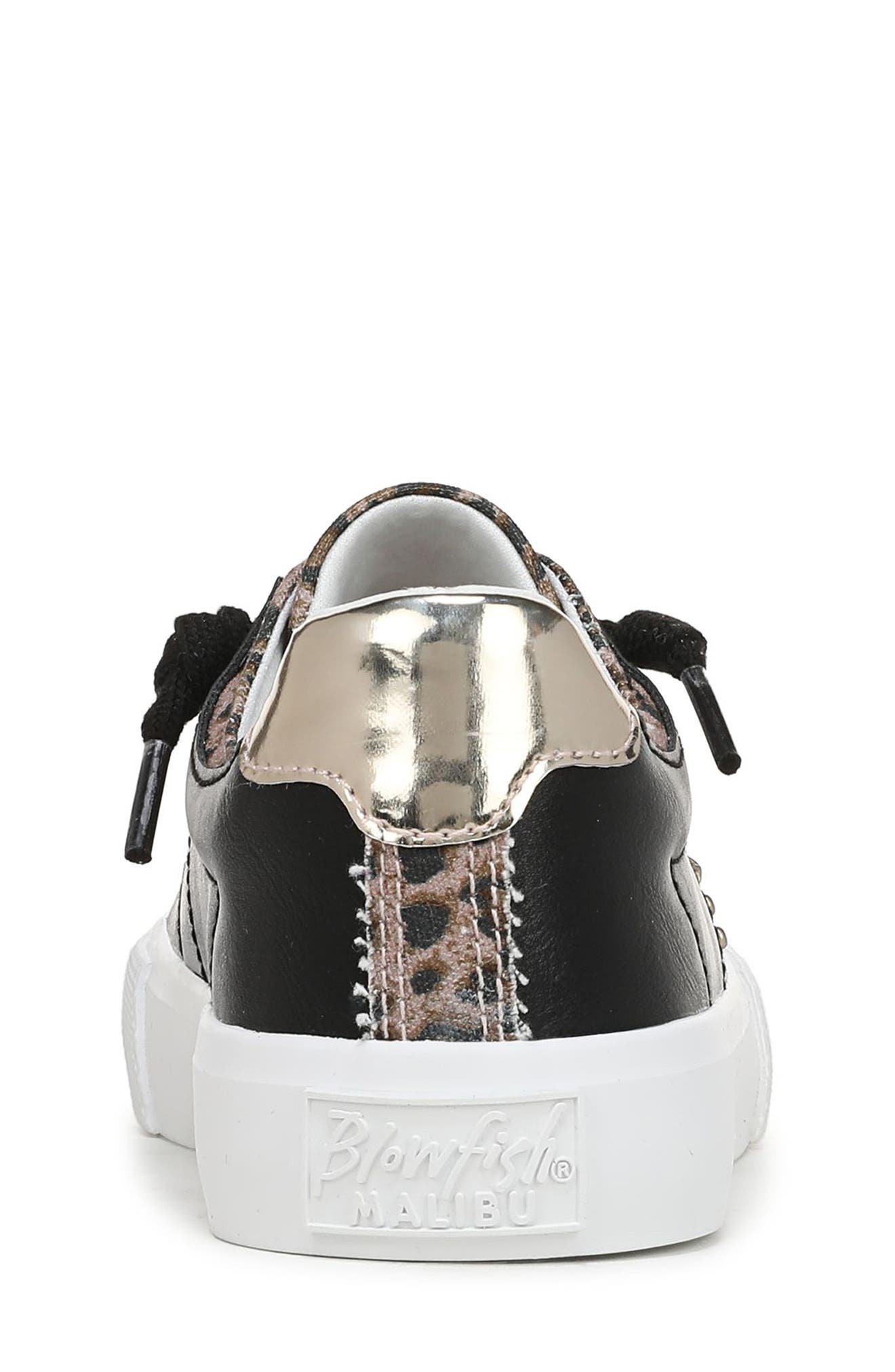 Blowfish Malibu Kids' Vibe Cap Toe Sneaker, Alternate, color, Black / Leopard Faux Leather