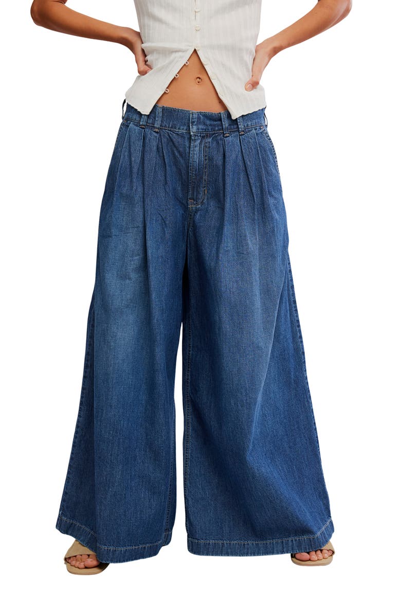 Scout Mid Waist Wide Leg Jeans, Main, color, DEEP INDIGO