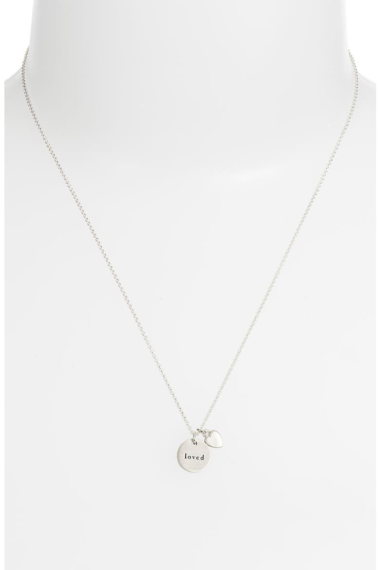 'Mom Loved - Heart' Pendant Necklace (Nordstrom Exclusive), Alternate, color, STERLING SILVER