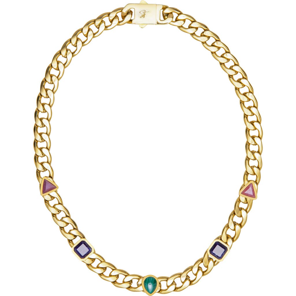 St. Moran Geo Street Stone Station Curb Chain Necklace In Multi