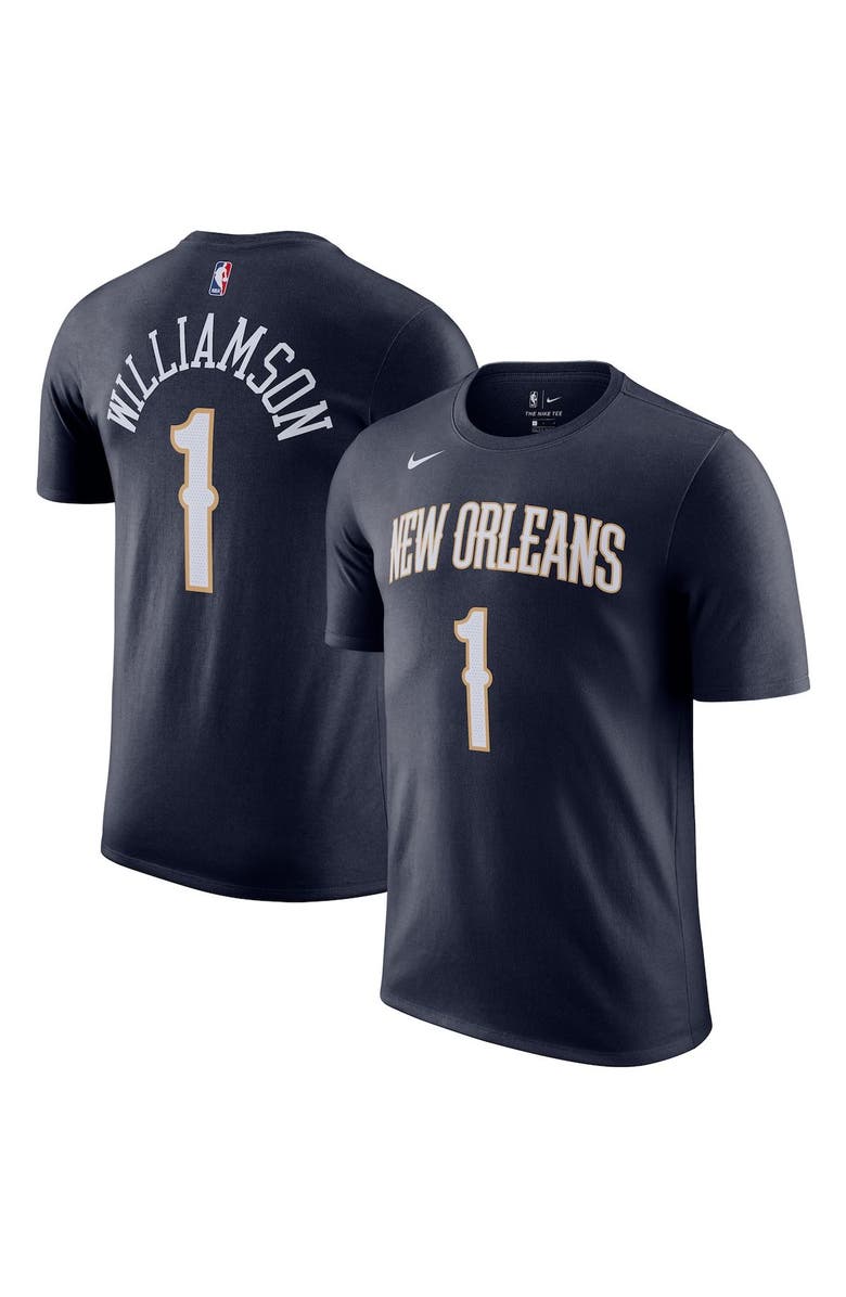 Nike Men's Nike Zion Williamson Navy New Orleans Pelicans Name & Number T-Shirt, Main, color,