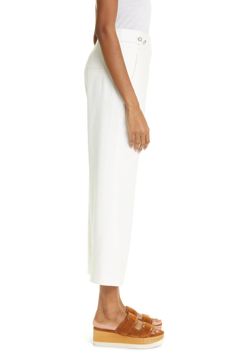 Veronica Beard Aubrie Linen Blend Crop Pants, Alternate, color, White