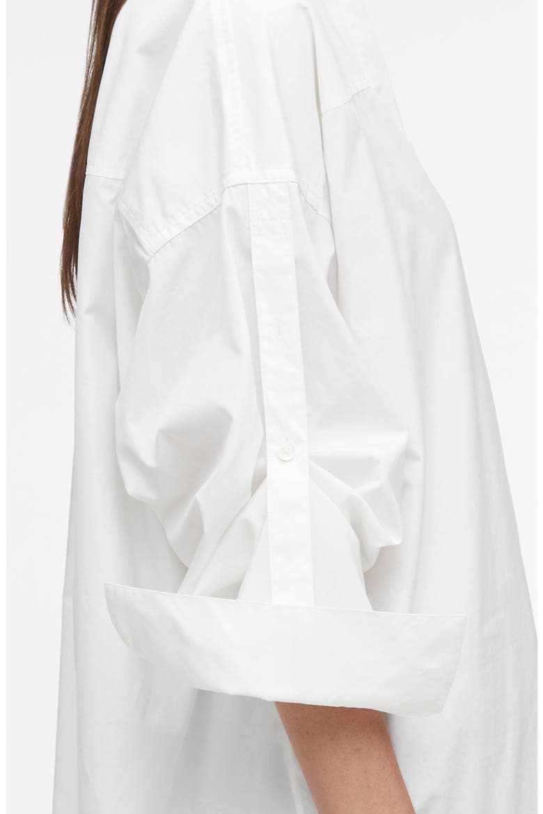 Cotton Poplin Shirt with Sleeve Ties, Alternate, color, WHITE