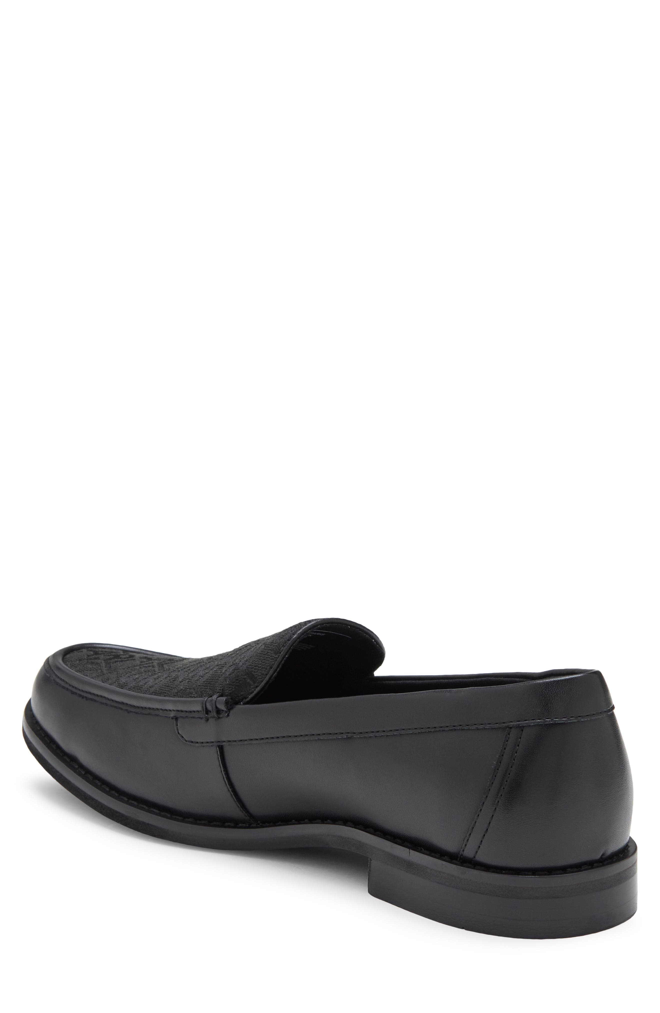 Fleury Faux Leather Penny Loafer, Alternate, color, BLACK