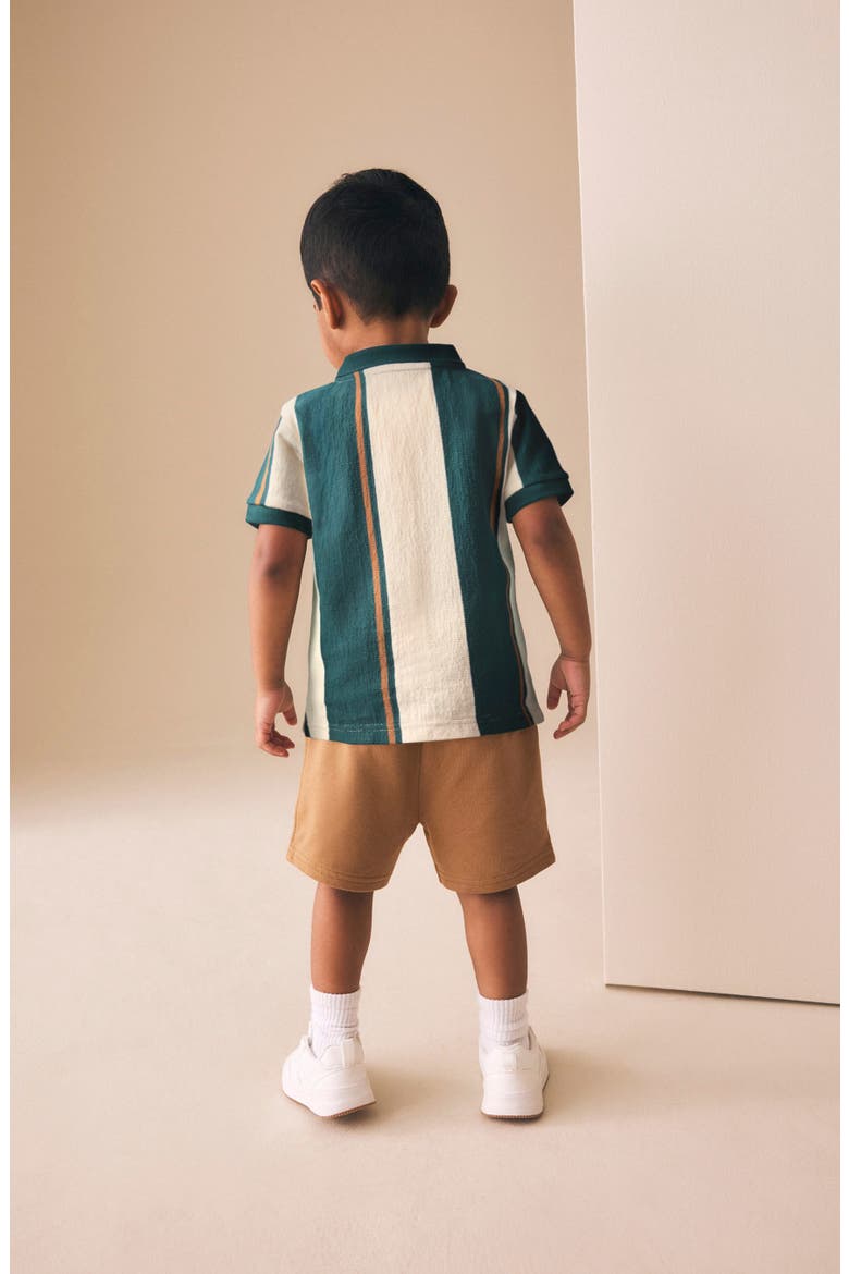 Kids' Stripe Polo & Shorts Set, Alternate, color, GREEN MULTI