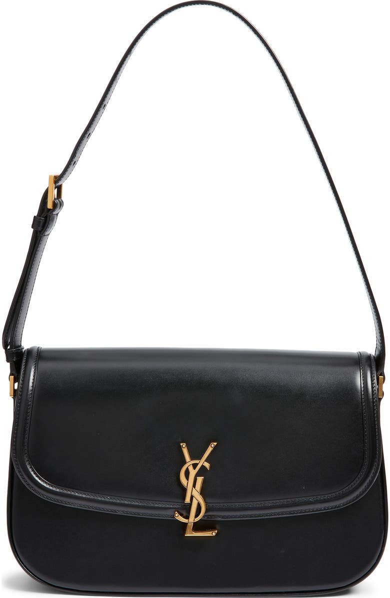 Saint Laurent Large Solferino Leather Shoulder Bag, Main, color, Noir