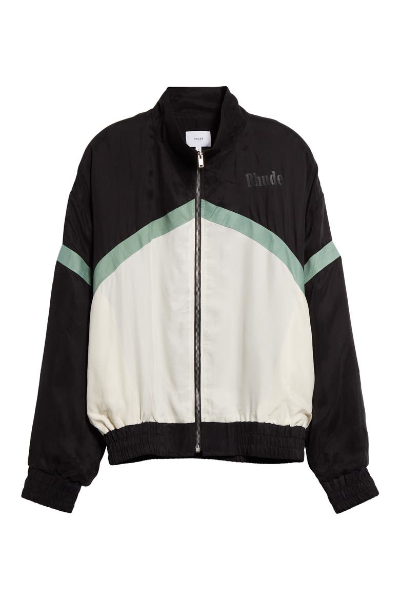Awakening Chevron Colorblock Track Jacket, Alternate, color, BLACK/ GREEN/ CREME