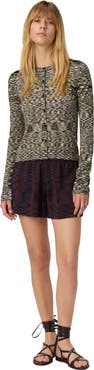 Missoni Short Crew Neck Cardigan In Smooth Flame Knit