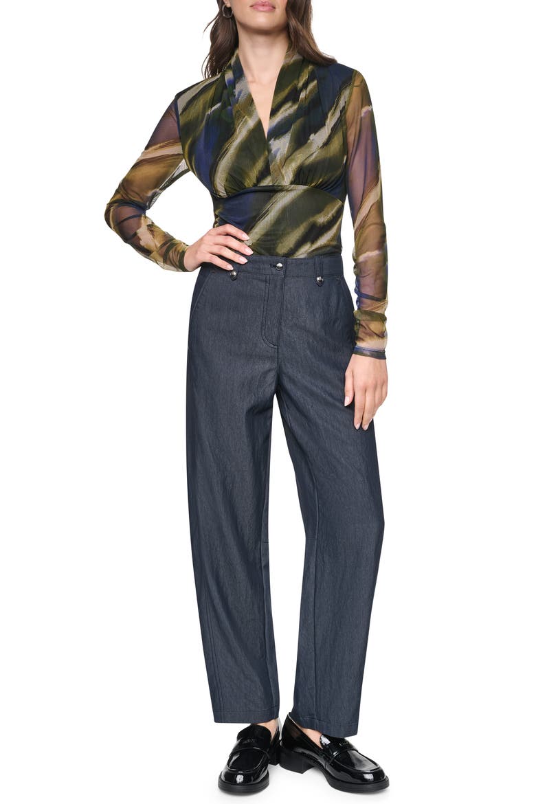 Barrel Leg Sanded Twill Pants, Alternate, color, DARK INDIGO WASH