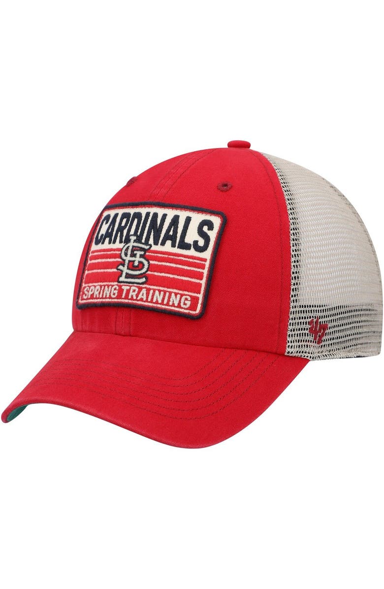 '47 Men's '47 Red/Tan St. Louis Cardinals Four Stroke Clean Up Trucker Snapback Hat, Main, color, Red