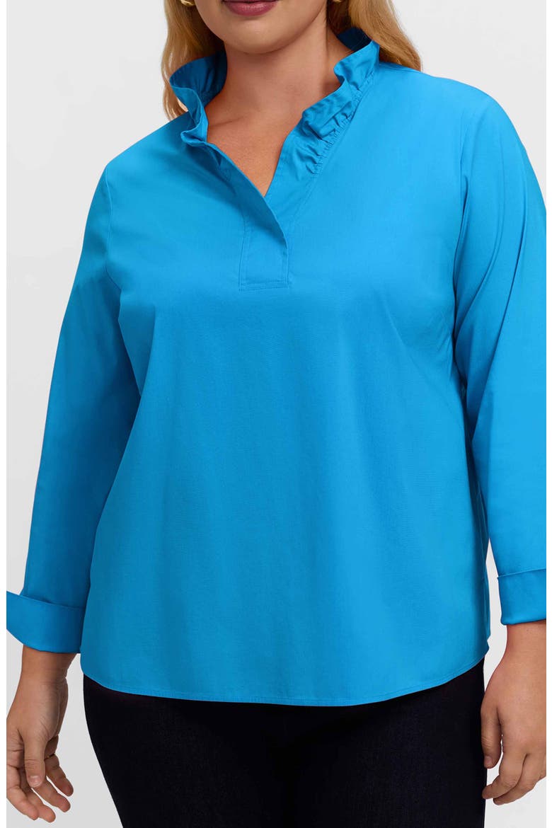 Tammy Ruffle Collar Cotton Blend Top, Main, color, MALIBU