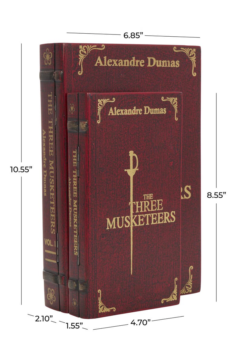 SONOMA SAGE HOME The Three Musketeers Set of 2 Faux Book Boxes, Alternate, color, Red