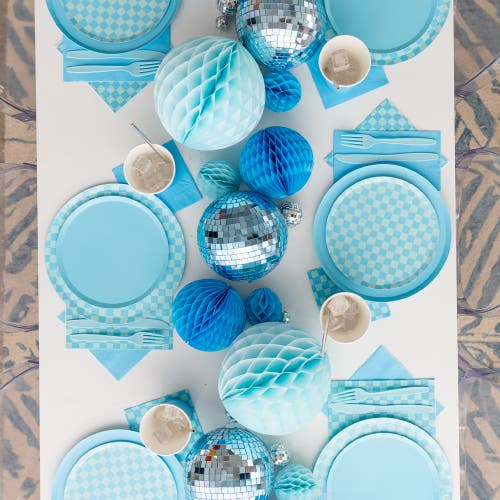 Jollity & Co Checkered Cocktail Napkins In Blue