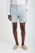 Berle Linen Look Stripe Flat Front Cotton Seersucker Shorts